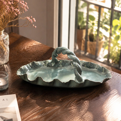 Azure Braid Tray - handmade Egyptian ceramic, view 1