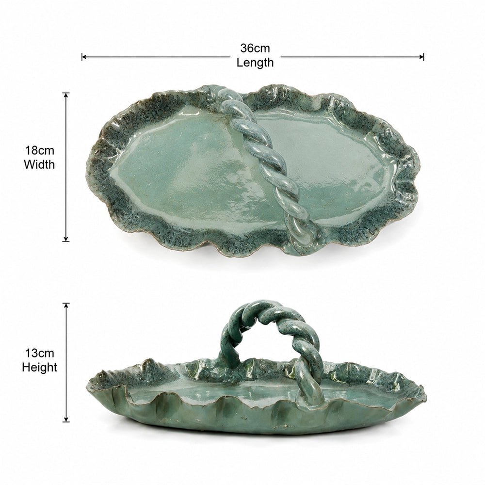 Azure Braid Tray - handmade Egyptian ceramic, view 10