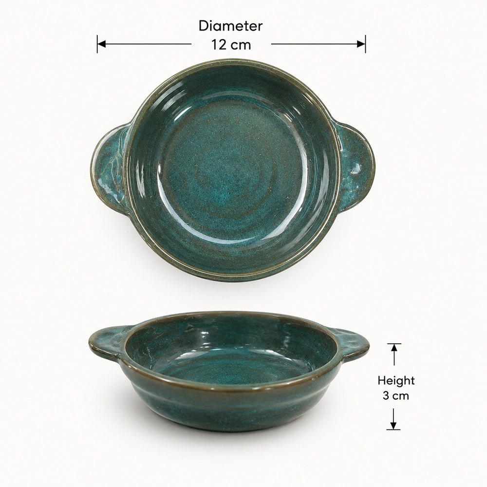 Blue Grace Handles Dish - handmade Egyptian ceramic, view 5