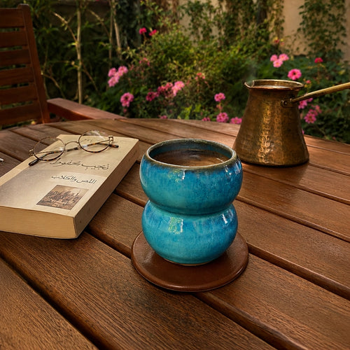 Blue Pebble Cup - handmade Egyptian ceramic, view 1