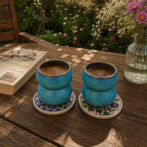 Blue Pebble Cup - handmade Egyptian ceramic, view 2