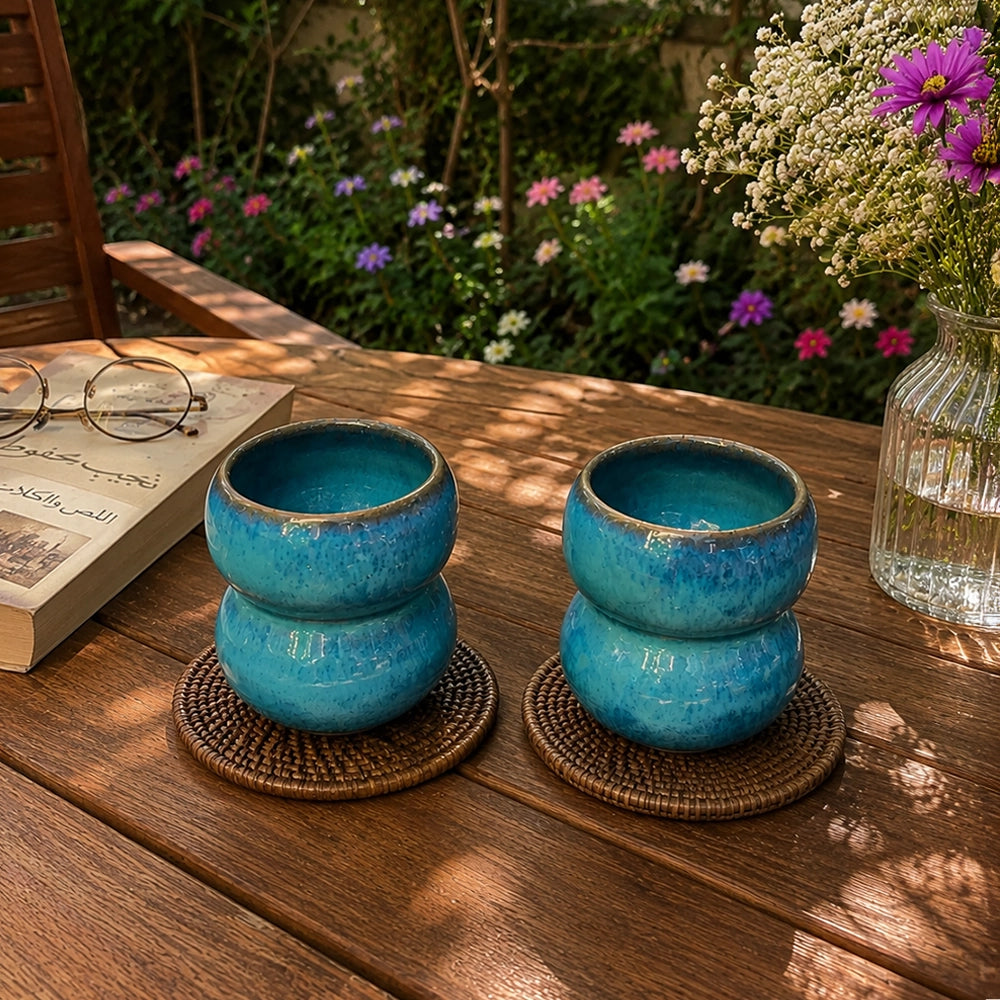 Blue Pebble Cup - handmade Egyptian ceramic, view 3