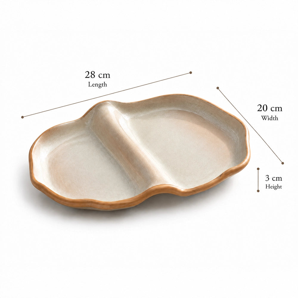 Linen Flame Serving Platter - handmade Egyptian ceramic, view 6