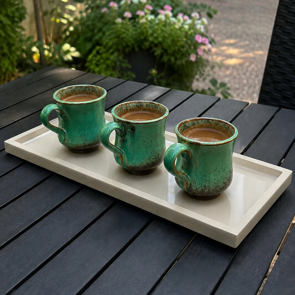 Lustre Verde Turkish Coffee Set - handmade Egyptian ceramic, view 3