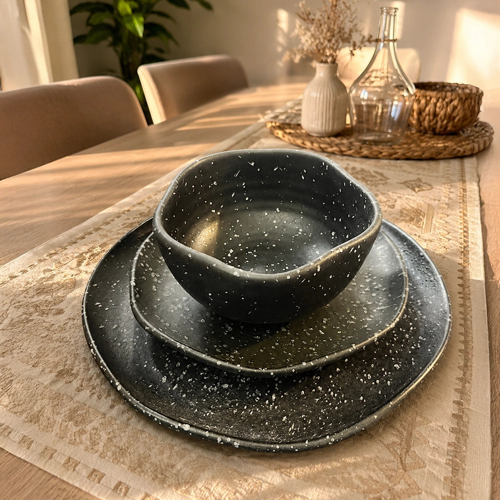 Midnight Dots Set - handmade Egyptian ceramic, view 1