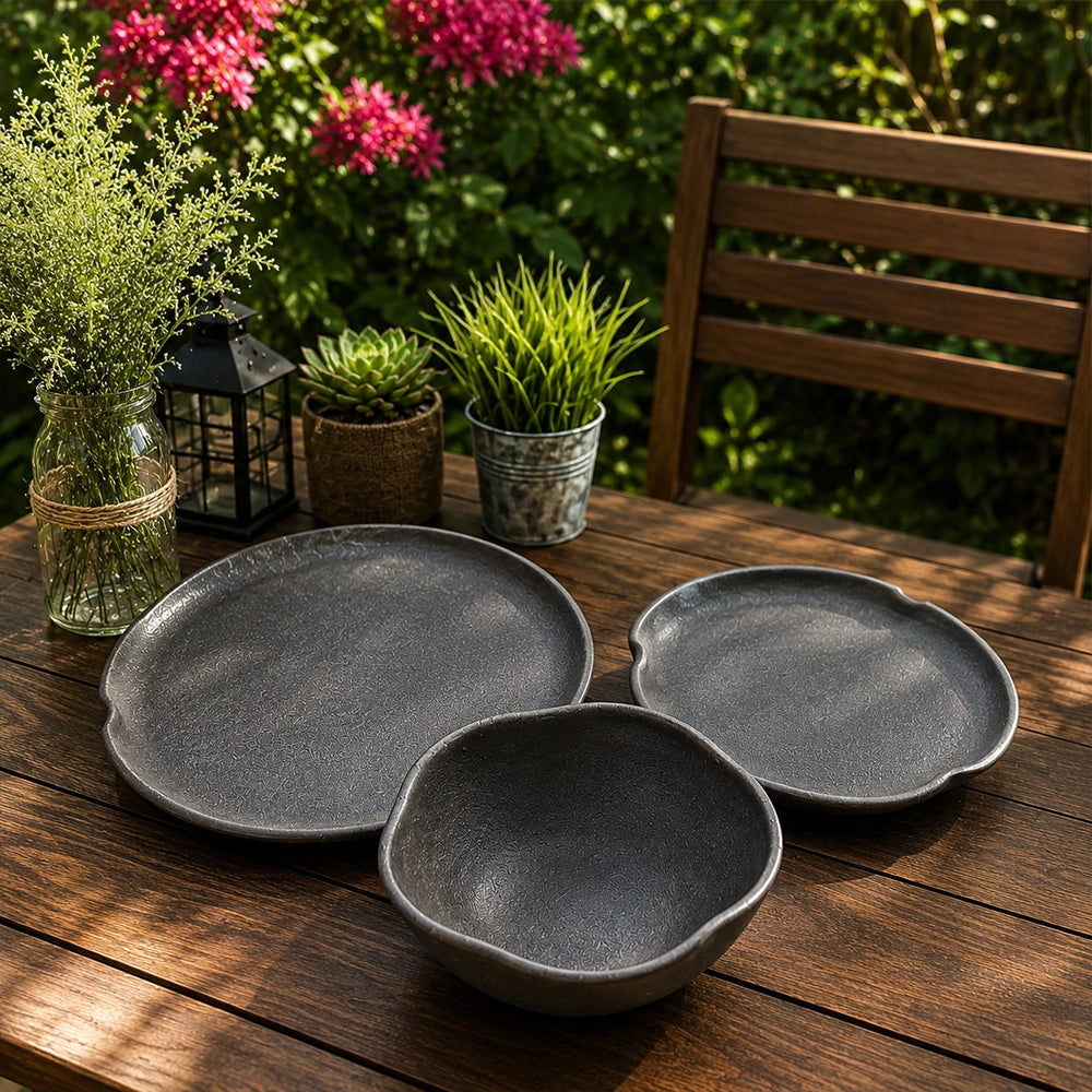 Obsidian Sparkle Set - handmade Egyptian ceramic, view 2