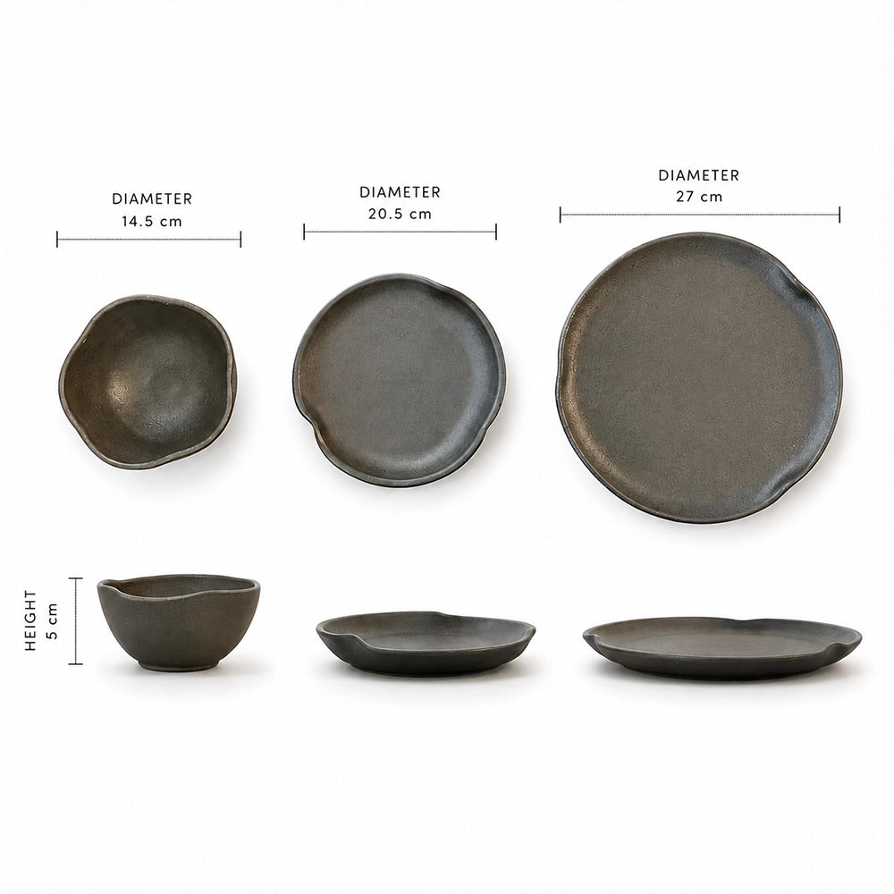 Obsidian Sparkle Set - handmade Egyptian ceramic, view 6