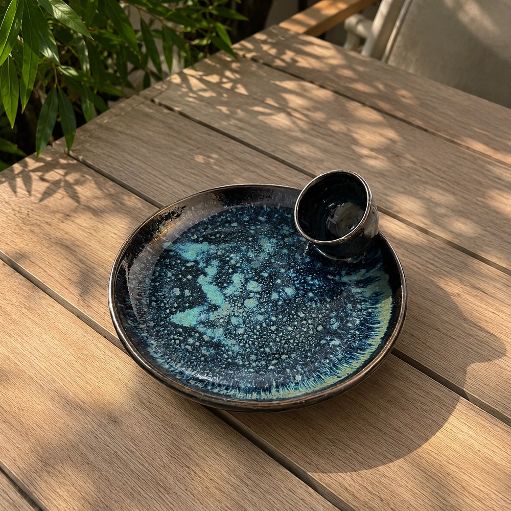 River Stone Plate - handmade Egyptian ceramic, view 1