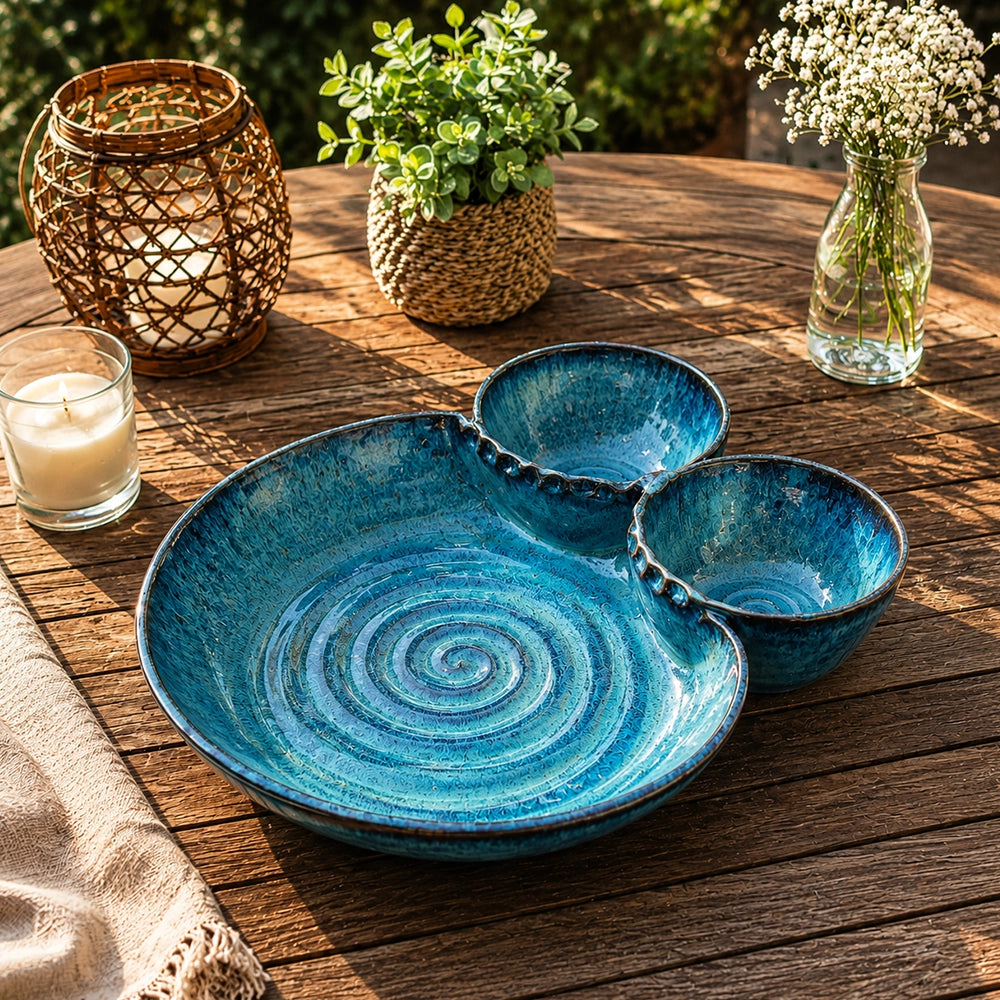 Sky Trio Bowl - handmade Egyptian ceramic, view 1