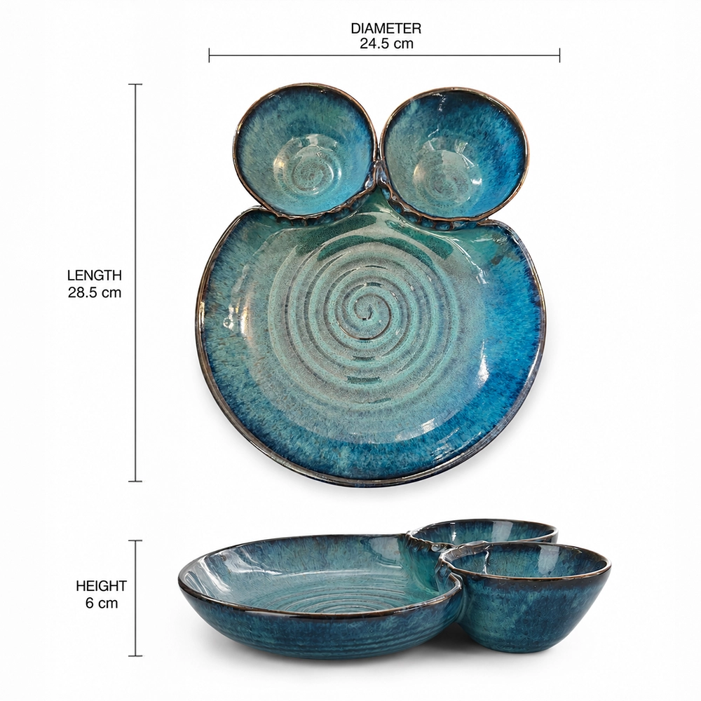 Sky Trio Bowl - handmade Egyptian ceramic, view 6